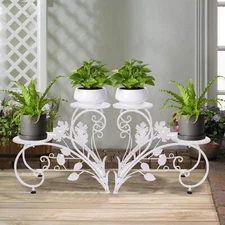4 Tiered Elegant Classic Plant Stand Metal Garden Standing Flower Pot Rack Shelf