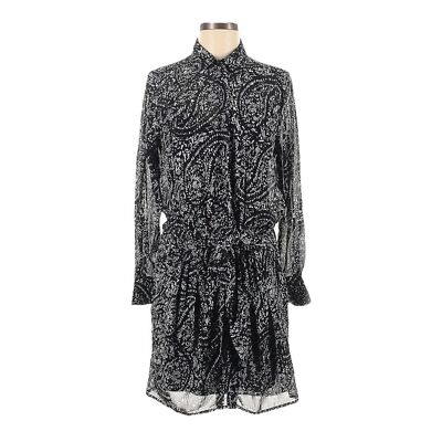 Lucky Brand Paisley Print Long Sleeve Shirtdress Size XS NWT Black Boho