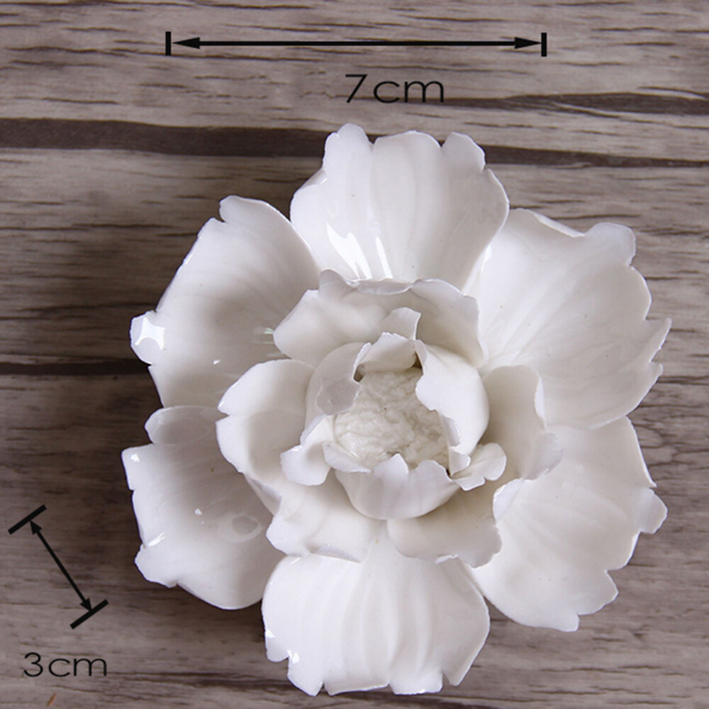 White Ceramic Flower Wall Hanging Decoration 3D Porcelain Flowers