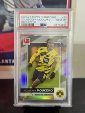 2020-21 Topps Chrome Bundesliga Youssoufa Moukoko #29 REFRACTOR Rookie PSA 10