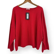 NWT Bryn Walker Play Shirt Gala Red Womens Medium 100% Cotton Boxy Drop Shoulder