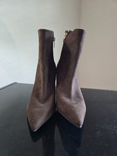 WNINE WEST BROWN/ GOLD ANCHLE BOOTIES 