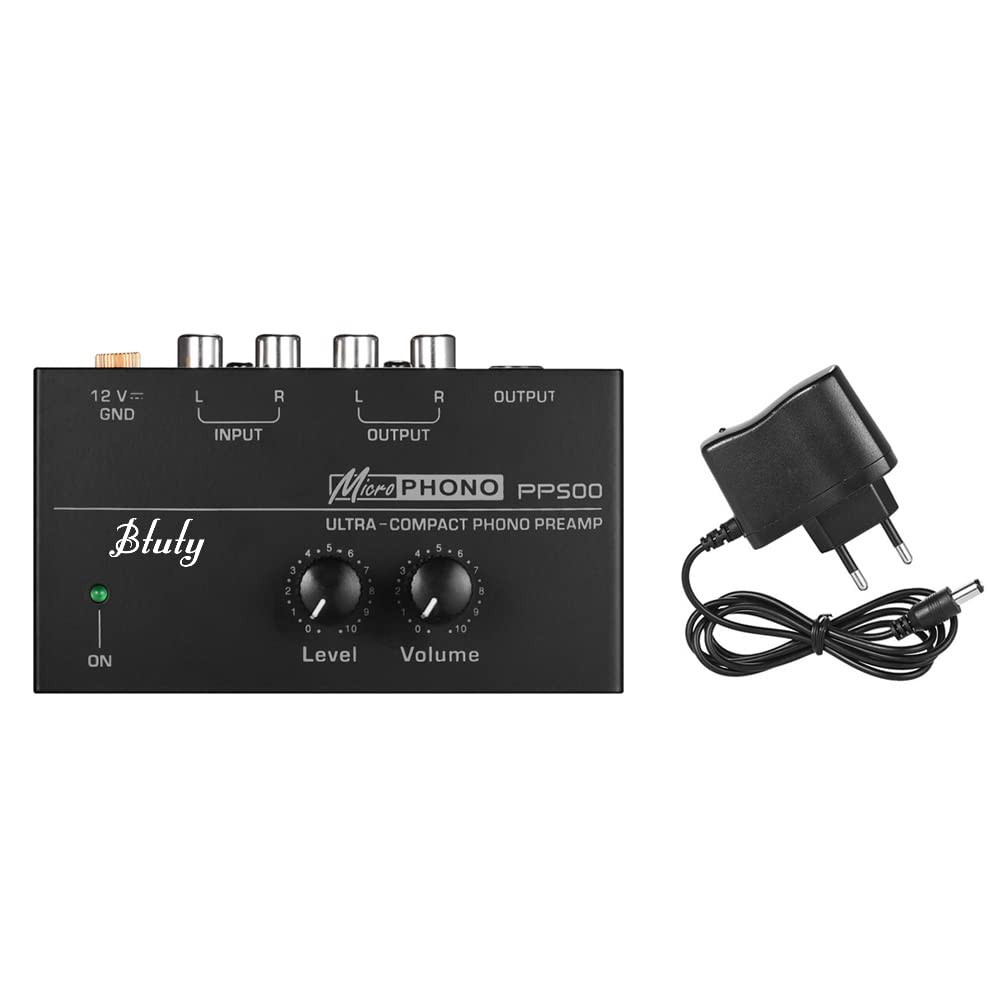 Btuty Preamp Phono MM con Volume - Interfaccia RCA e TRS per Vinile
