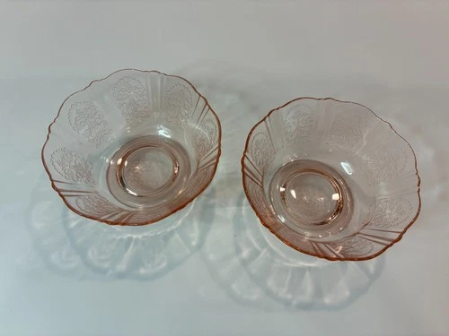 2 AMER SWEETHEART  PINK DEPRESSION 3 3/4" FOOTED SHERBET MACBETH-EVANS   1930’s