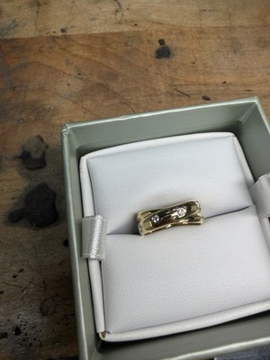 Tiffany and Co. 18kt Yellow Gold and PT 950 Etoile Crossover Band