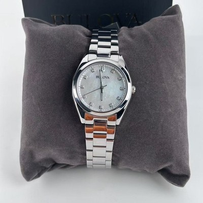 Bulova 96P228 Surveyor Mother of Pearl Dial Stainless Steel Women's Quartz Watch
