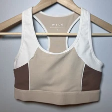 Wilo Colorblock Sports Bra Size S Ribbed Stretch Razorback Workout Yoga Gym