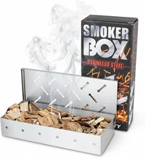 Smoker Box for Gas Grill,Wood Chip Stainless Steel Pellet Smoke Box for All Gril