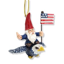 Needzo Funny Gnome on Eagle Christmas Ornament, 3.5, Multi Color