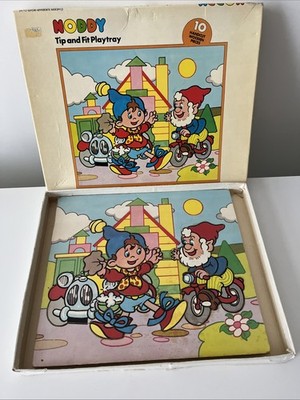 Vintage Noddy Holzpuzzle im Tablett - 10 Teile KOMPLETT