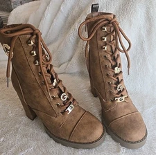 GBG Los Angeles Platform Heel Brown Boots With Embellishments Size 8  Autumn