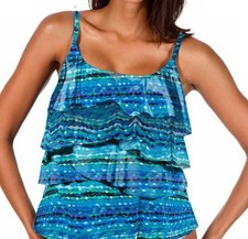 Miraclesuit Night Lights Tiering Up Tankini Top Blue