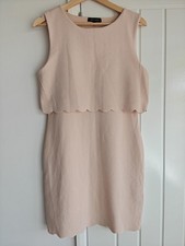 Mango Beige Scalloped Edge Sleeveless Dress size 16