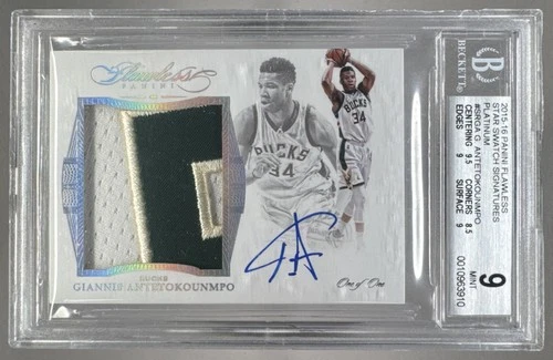 Giannis Antetokounmpo 2015 Panini Flawless Platinum Star Patch Auto 1/1 BGS 9/10