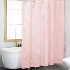 Pink Bow Shower Curtain Coquette Shower Curtain with 12 Buttonholes Coquette ...