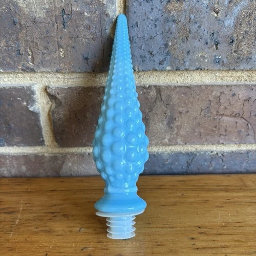 Empoli Hobnail Turquoise Milk glass Genie Bottle Decanter Stopper Only Vintage