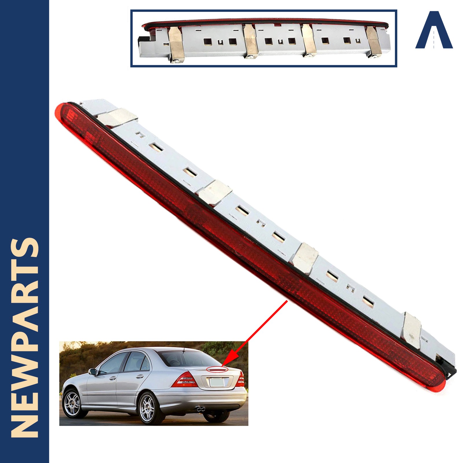 Feu de stop additionnel Mercedes Classe C W203 troisième feu stop 2038200156 rouge