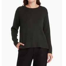 Eileen Fisher merino wool ribbed crewneck sweater Charcoal gray Women 1X Luxury