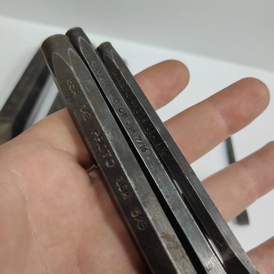Proto Cold Chisel Set 7pc 1" 7/8" 3/4" 5/8" 1/2" 7/16" 3/8" 5/16" Cut 86A USA - Image 4 of 4