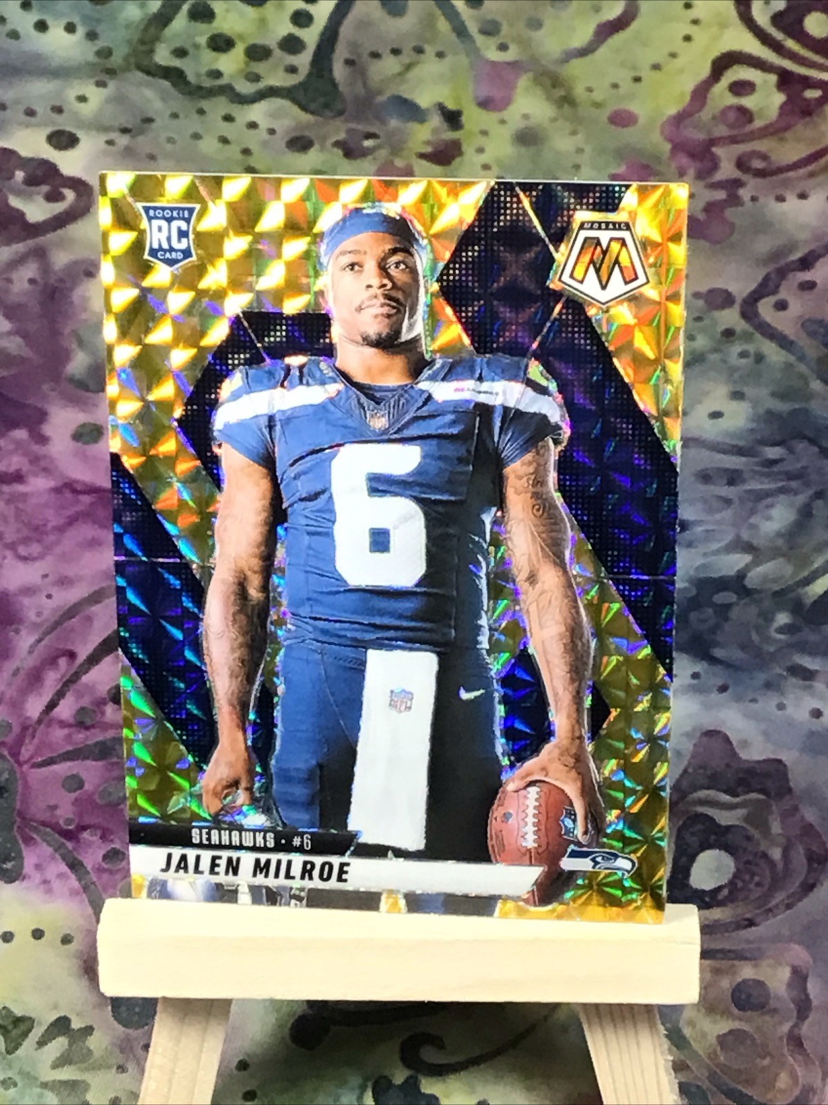 2025 Panini Mosaic Jalen Milroe Variation Reactive Yellow Mosaic Prizm RC #283