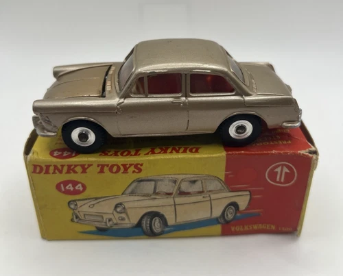 Vintage Dinky Toys 144 Volkswagen 1500 RARE Bronze Red Interior Original Box