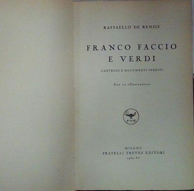 De rensis raffaello. FRANCO FACCIO E VERDI. Brüder Trier Verlag