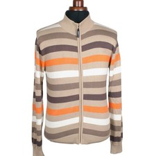 Aquascutum Mens Sweater Small Multicolor Stripe Cotton Cashmere Blend