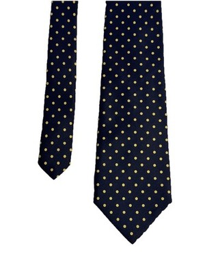 Robert Talbott Yankee Peddler Shoppes Men s Silk Woven Tie Navy Yellow Polka Dot