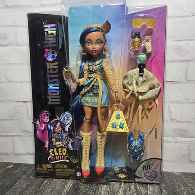 2022 Monster High Cleo De Nile Fashion Doll Set Tut Cat Pet Collectable NIB NRFB