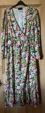 ASOS Design Multi Coloured Floral Print Holiday Event Wrap Maxi Dress 12, EU 40