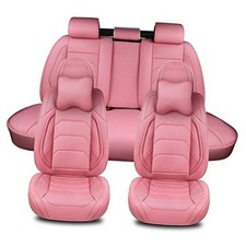 Pink Car Seat Covers Full Set, Breathable Front Pair and Rear Cute Pink
