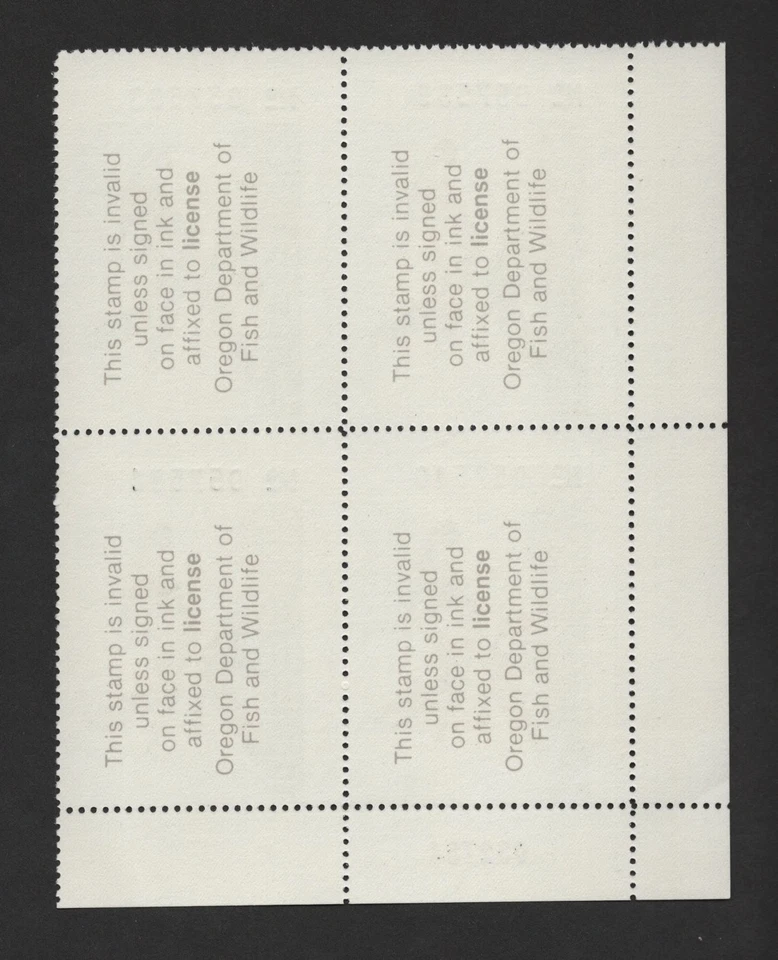 US 1984 OREGON STATE DUCK HUNTING STAMP BLOCK OF 4 MINT NEVER HINGED - Image 2 of 2