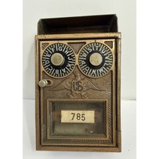 Antique US Post Office Box Brass Door  Corbin Dual Alphabet Dial Eagle Box 785