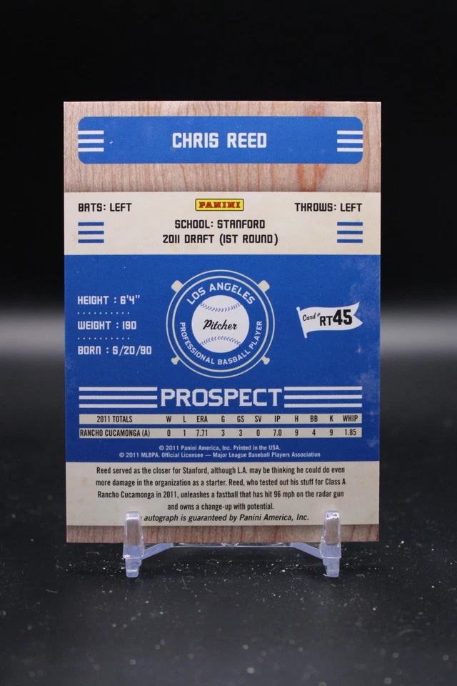 Chris Reed, Los Angeles Dodgers, 2011 Panini Contenders, Autograph, RC, #RT45 - Image 2 of 2