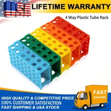 5Pcs 4 Way Plastic Test Tube Rack Lab Tube Racks Tube Holder Assorted Colors US