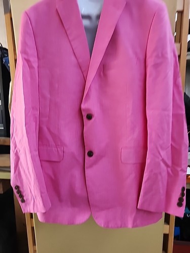 Saddlebred 40R Men's Pink Cotton Blazer Suit Jacket 2 Button Fully Lined - Picture 1 of 14
