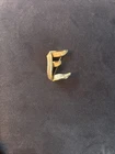 Vintage Jewelry CROWN TRIFARI Brushed Gold Tone Letter “E” Initial Brooch Pin