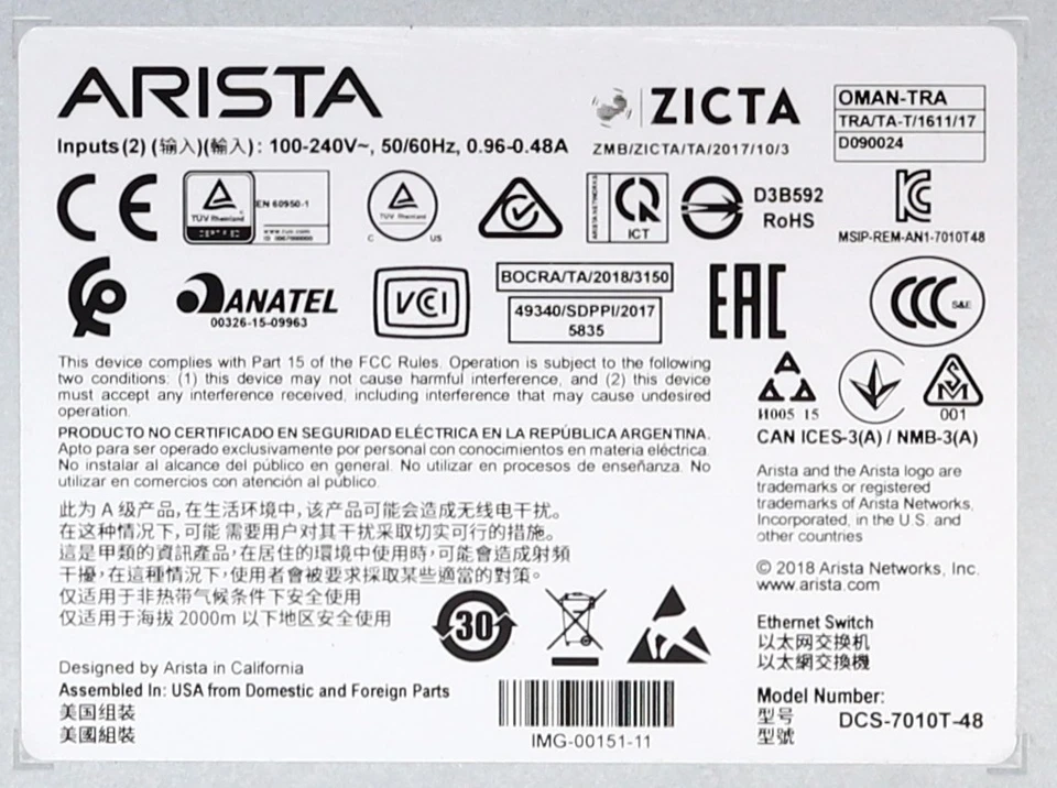 Arista DCS-7010T-48 48-Ports Gigabit 4x 10GbE SFP Network Switch Tested - Image 3 of 3