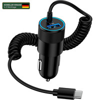 ZigarettenanzüNder Adapter USB C 3.4A Auto LadegeräT 1.2M Spiralkabel FüR Handy