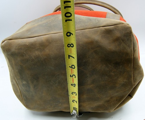 Boss Women's Handbag Orange Brown Canvas Leather Snap Shoulder Bucket Bag - Picture 9 of 11