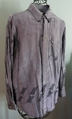 Vtg. Versace Classic Shiny Silver Geometric Pattern Button Down Shirt - Sz 41/16