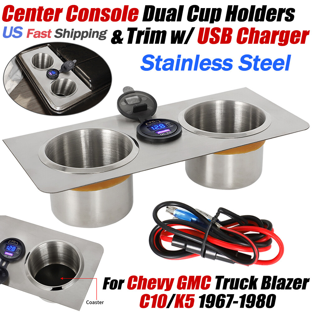 For 1967-1980 Chevy GMC Blazer C10 K5 Truck Center Console Cup Holder & USB Trim
