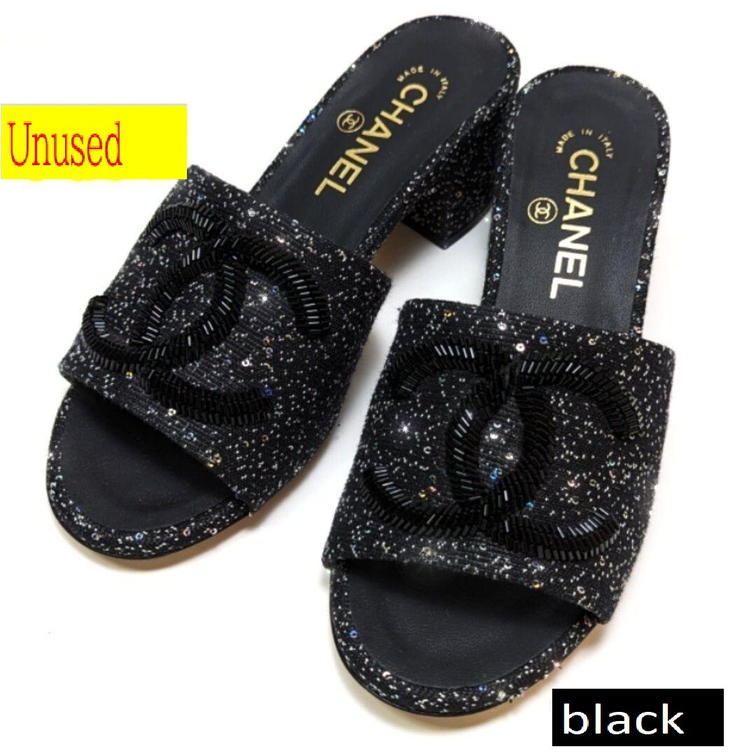 Authentic Chanel CC Sandals size 36.5C Black | eBay