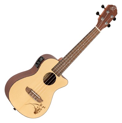 Ortega Bonfire RU5CE Konzert Ukulele Tonabnehmer Tuner Fichte Sapele Mahagoni
