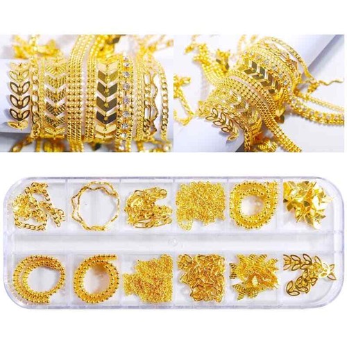 Nail Art Chain DIY Nail Accessor Set Polymer Clay 12 Grid Decor Pearl Flower - Picture 30 of 51