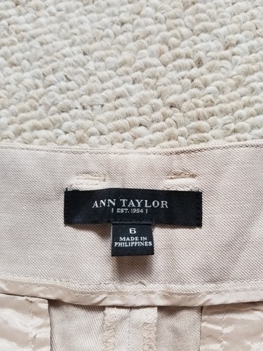 Womens Pants-ANN TAYLOR-beige cotton/linen stretch trousers-6 - Picture 4 of 4