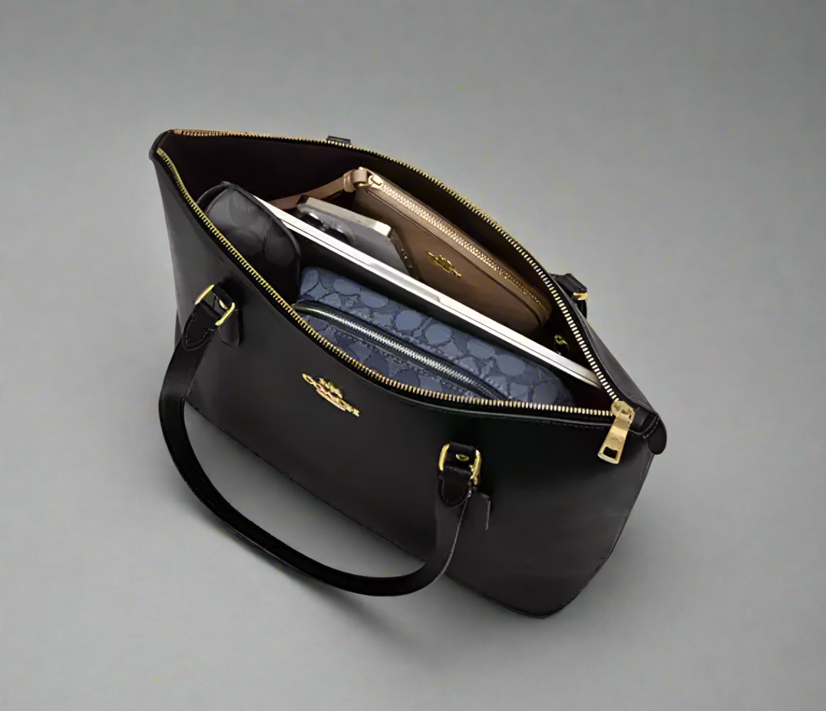 Coach CZ180 Gallery Tote Floral Brown Signature Canvas Rose
