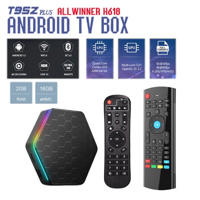 T95Z Plus Android 12 Upgraded 2GB/16GB Bluetooth 5 Dual WiFi 5.8G TV Media Box