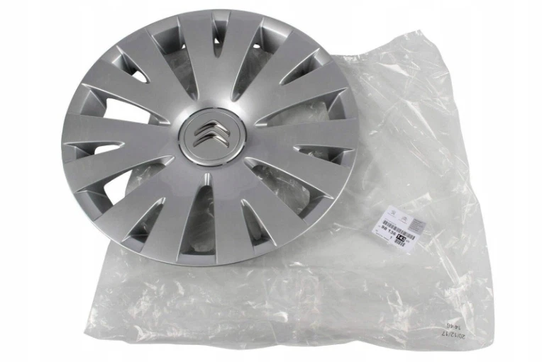 SET 4X ORIGINAL ENJOLIVEUR DE ROUE 15" CITROEN BERLINGO III 98136143VV ARGENTE - Photo 2/2