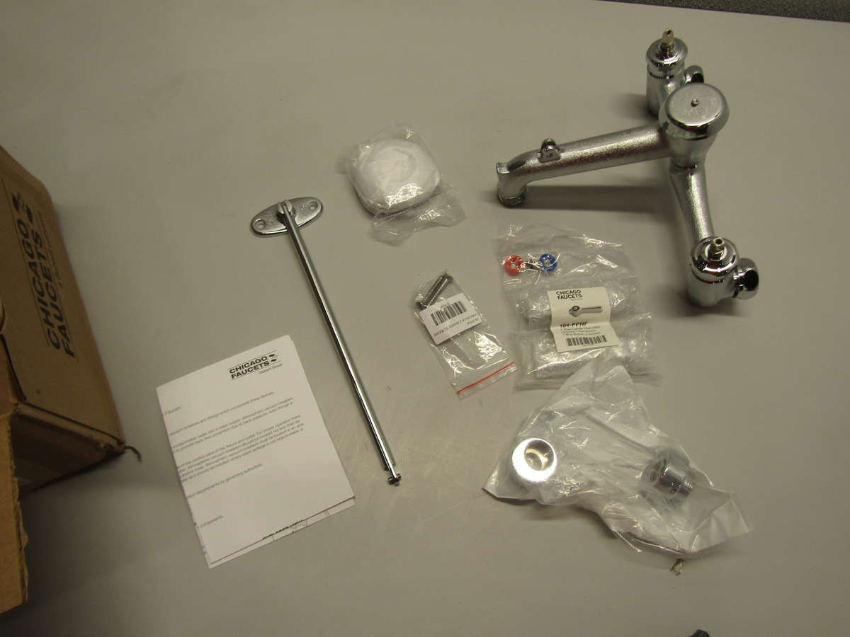 Chicago Faucet 897RCF Rough Chrome 2Handle WallMount Service Sink